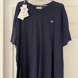 Lacoste Men's Navy V-Neck Shirt